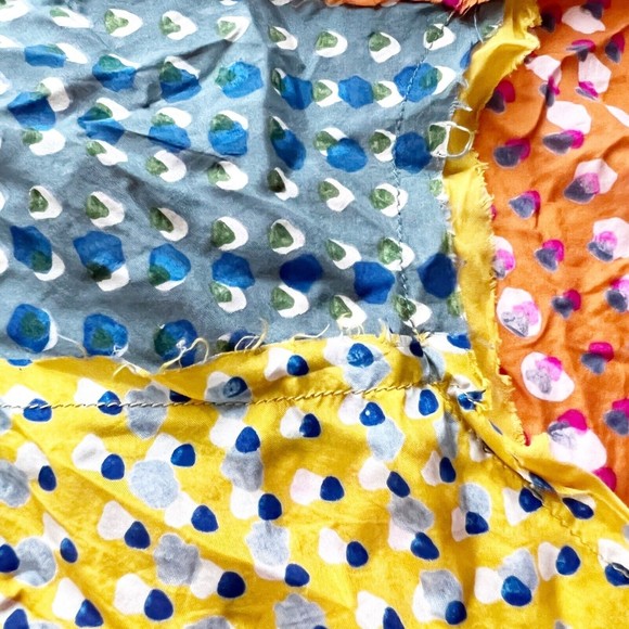 Anthropologie Silk Sanchita Placed Pixels Blouse Boxy Top Drop Raw Edge Sz L - Picture 12 of 12